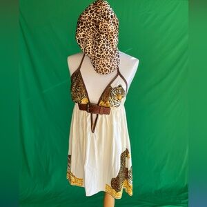 Custom Animal Print Halter Dress with Belt